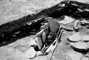 Seated burial at the entrance to the broch